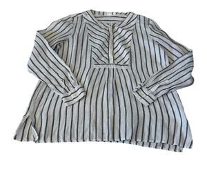 Gap Women's 100% Linen‎ Striped Popover Tunic Shirt Sz M Beachy Nautical